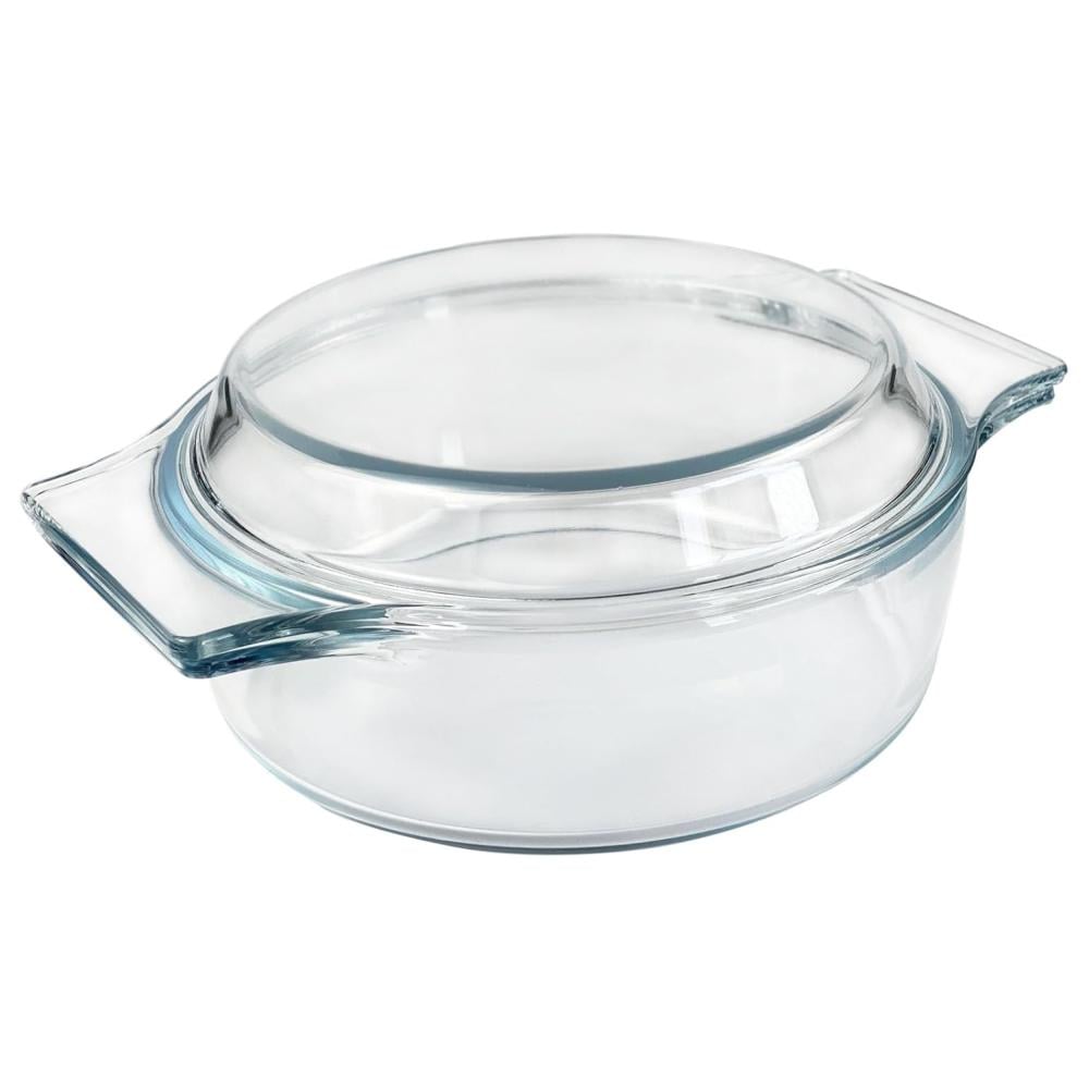 صينية فرن زجاج بايركس بغطاء دائري مقاوم للحرارة - 1 لتر - WS517