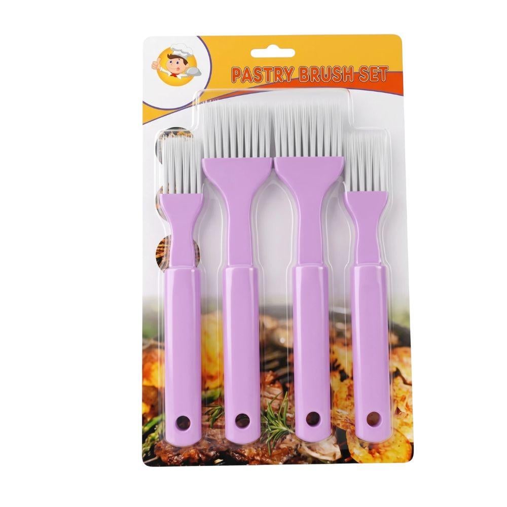 طقم فرش زيت سيليكون بمقبض بلاستيك – 1 طقم × 4 حبات