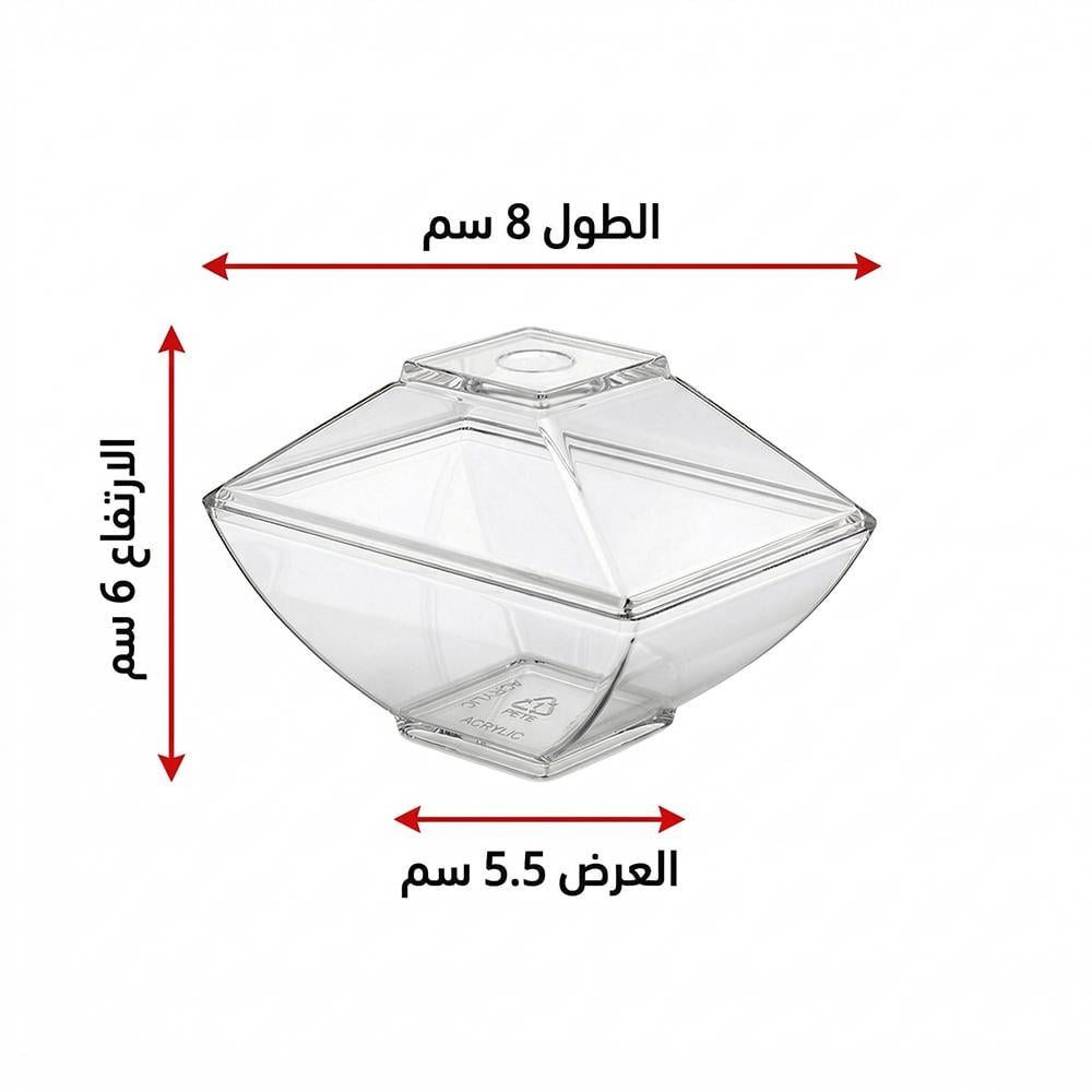 طقم أكواب حلى بلاستيك بغطاء – 1 طقم × 8 حبات