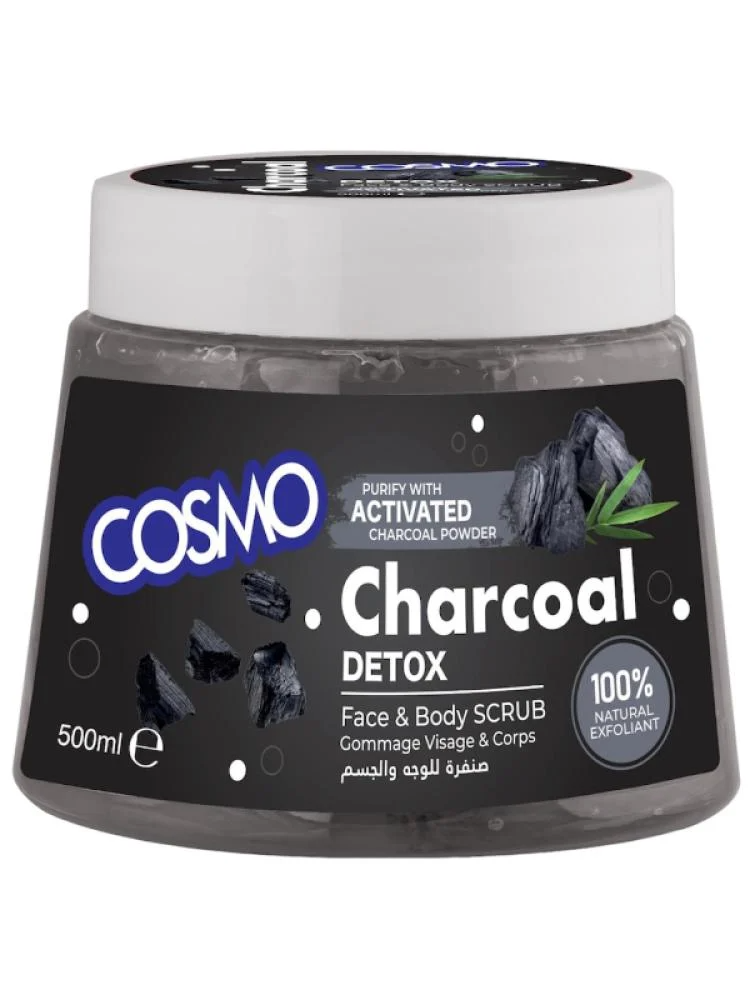 مقشر الوجه والجسم بالفحم النشط من كوزمو - 500 مل