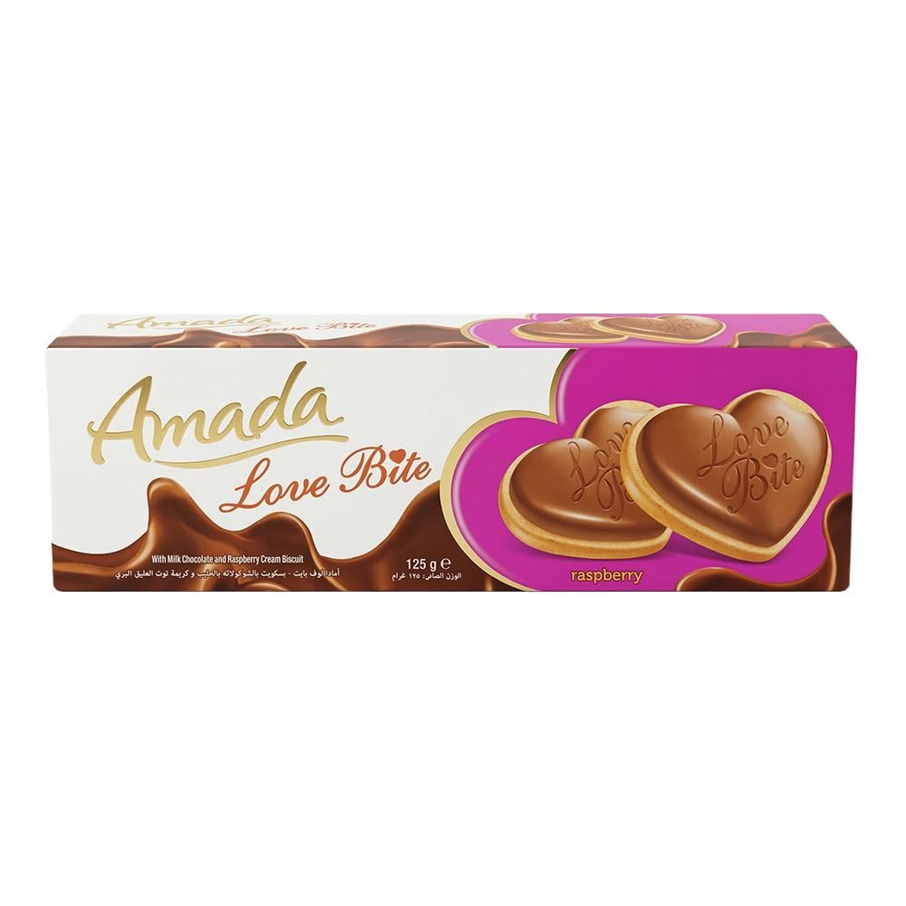 أمادا لوف بايت بسكويت بالشوكولاتة بالحليب وكريمة التوت العليق البري – 125 جرام