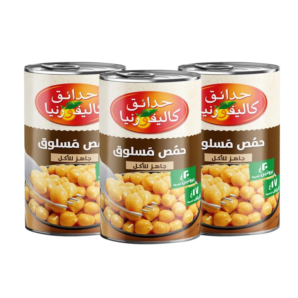 حمص مسلوق جاهز للأكل من حدائق كاليفورنيا – 400 جم × 3 عبوات