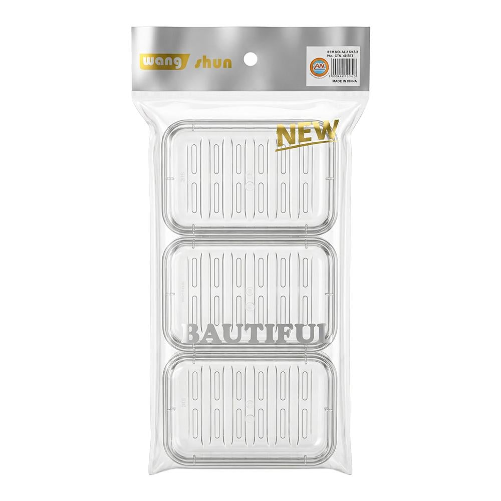 طقم علب صابون أكريلك شفاف – 1 طقم × 3 حبات