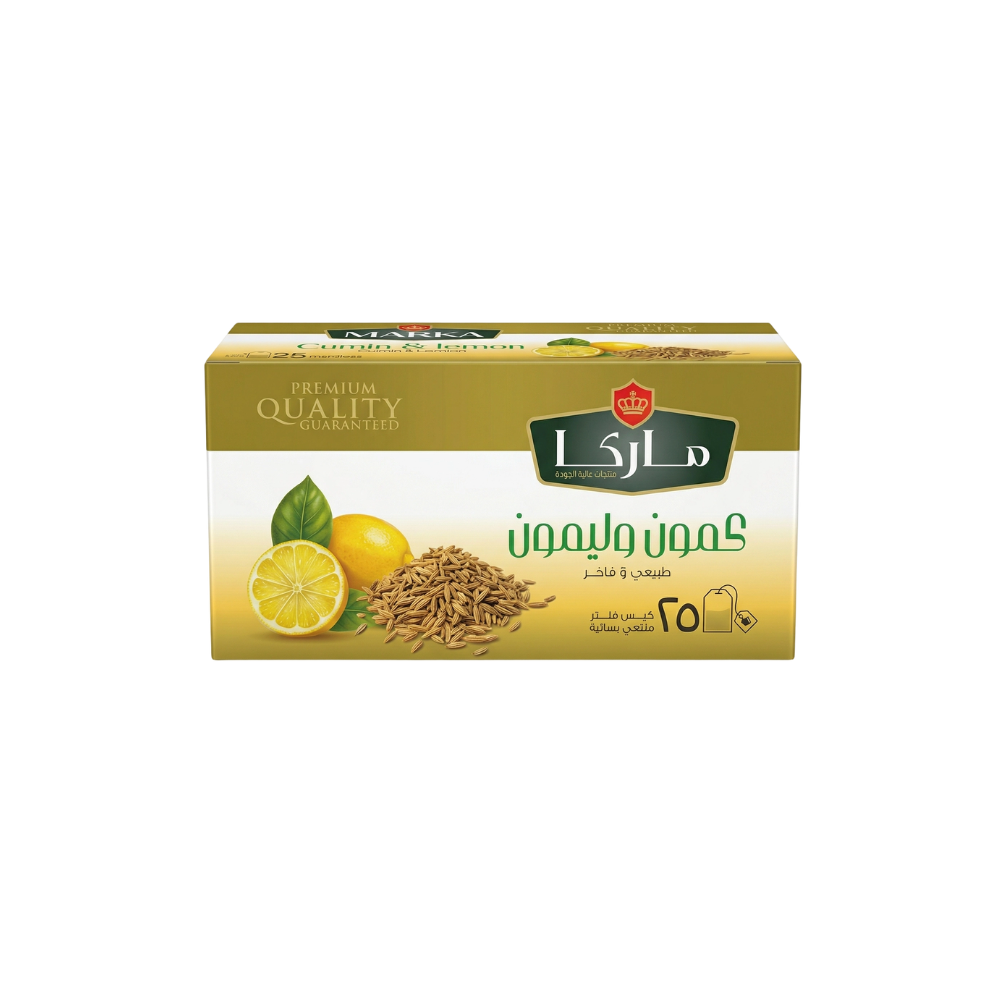 ماركا مشروب كمون وليمون طبيعي وفاخر – 1 كرتون × 25 ظرف