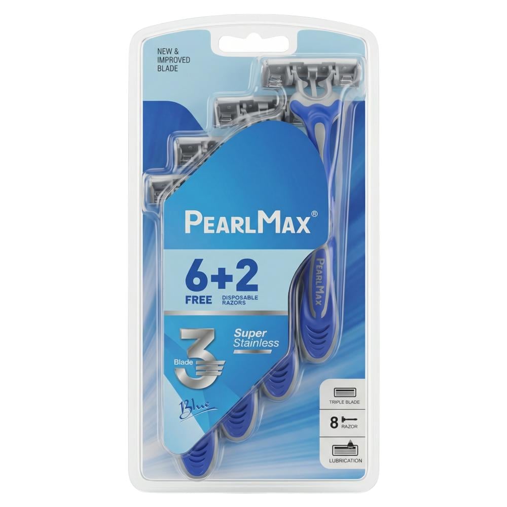 مكائن حلاقة للرجال 3 شفرات من بيرل ماكس – 6 + 2 مجانًا