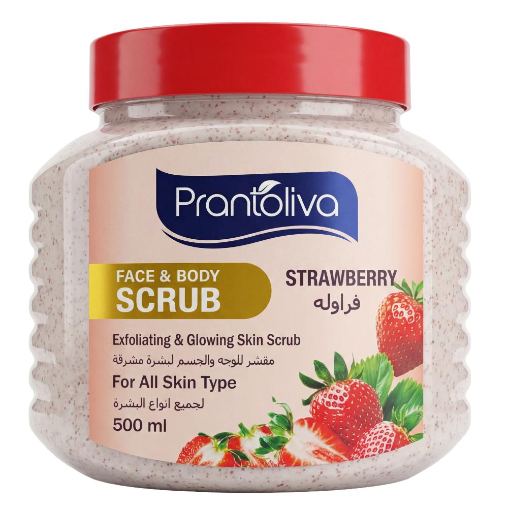 مقشر للوجه والجسم لبشرة مشرقة فراولة من برانتوليفا – 500 مل