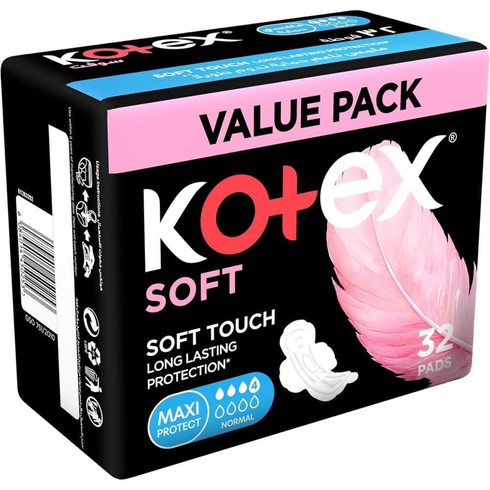 فوط صحية سوفت ماكسي عادية بالأجنحة من كوتكس – 32 فوطة