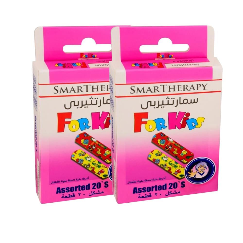 لصاقات جروح طبية للأطفال من سمارتثيربي – 2 باكت × 20 حبة ملونة