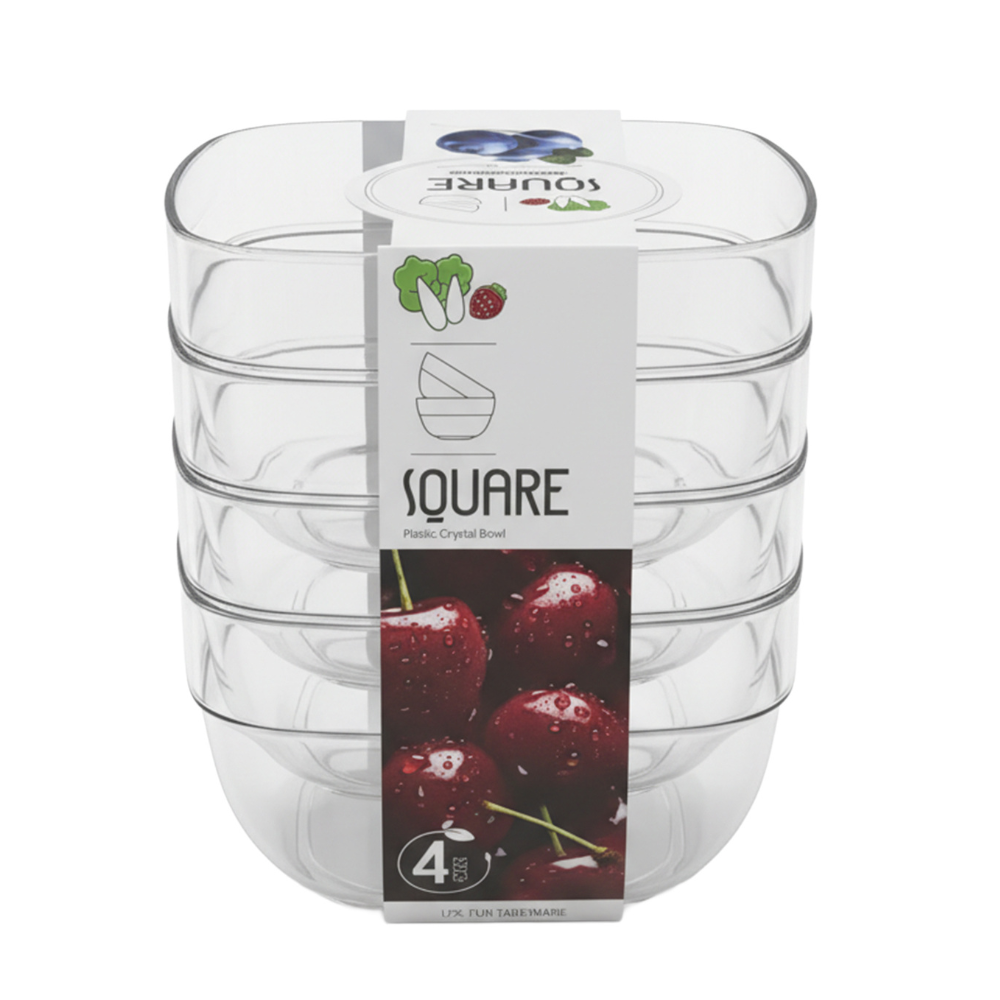 طقم زبديات حلى أكريلك مربع – 1 طقم × 4 حبات