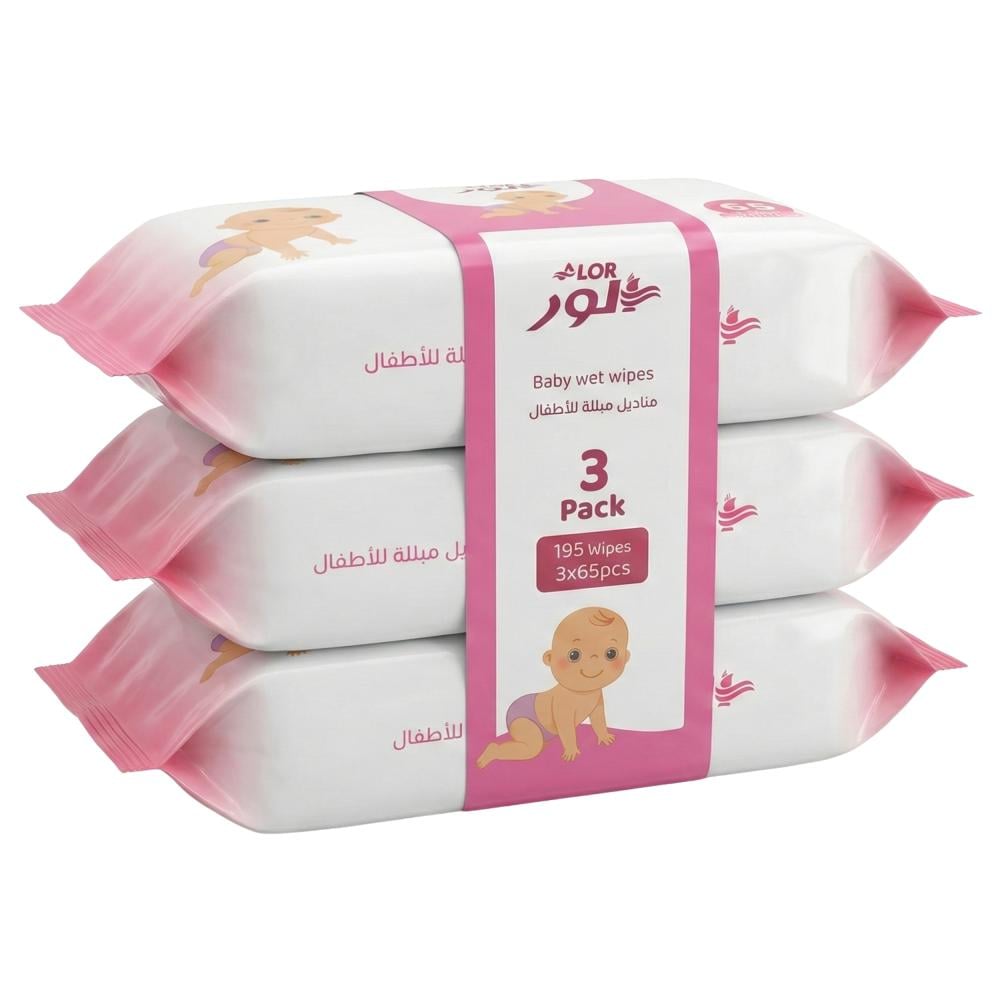 مناديل مبللة للأطفال من ألور – 3 حبات × 65 منديل