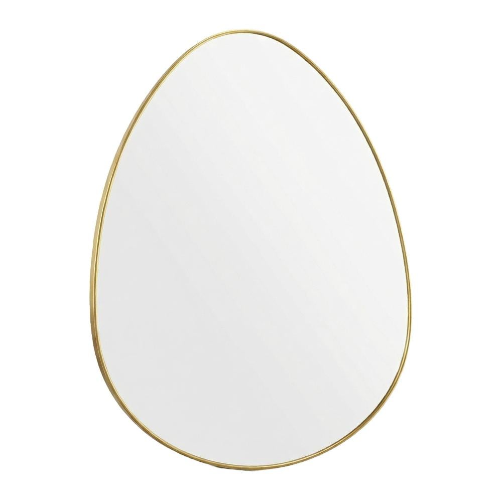 مرآة حائط زجاج بإطار ذهبي