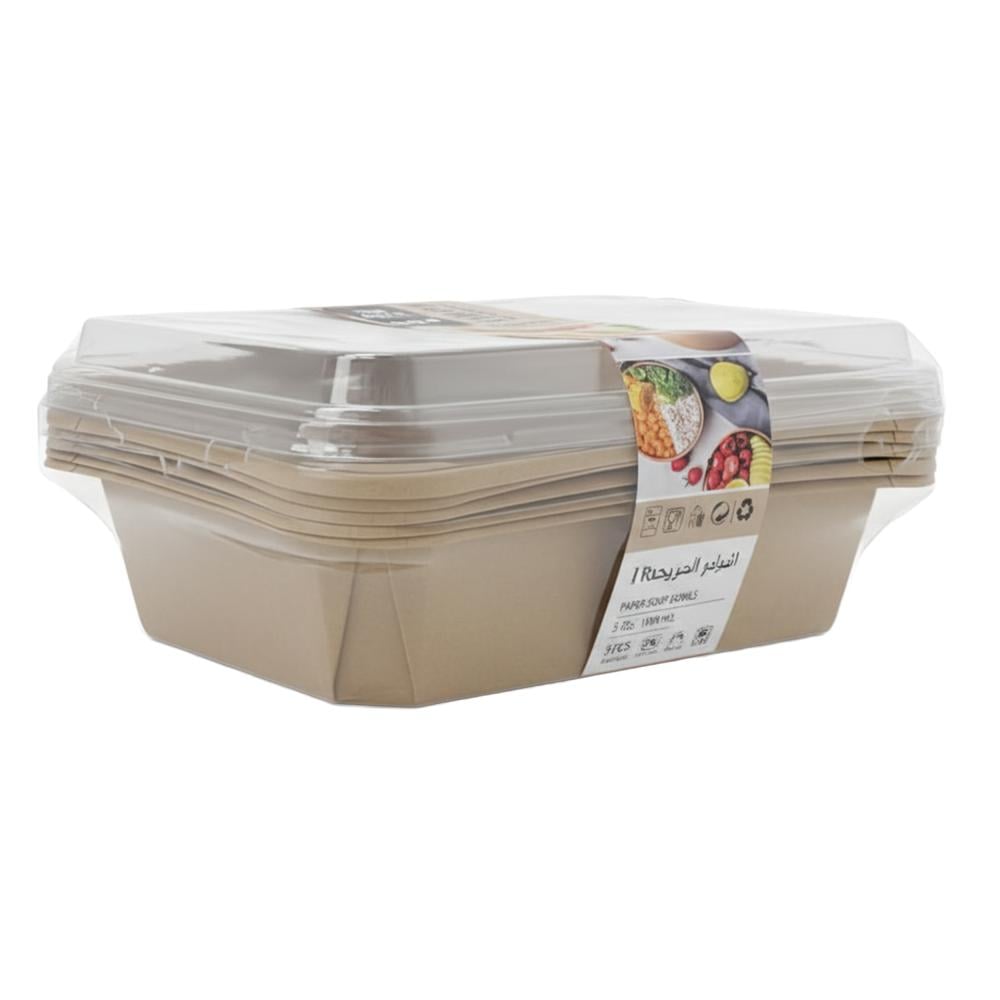 صحون ورقية بغطاء بلاستيك - 5 حبات × 1000 مل - AL-10737-4