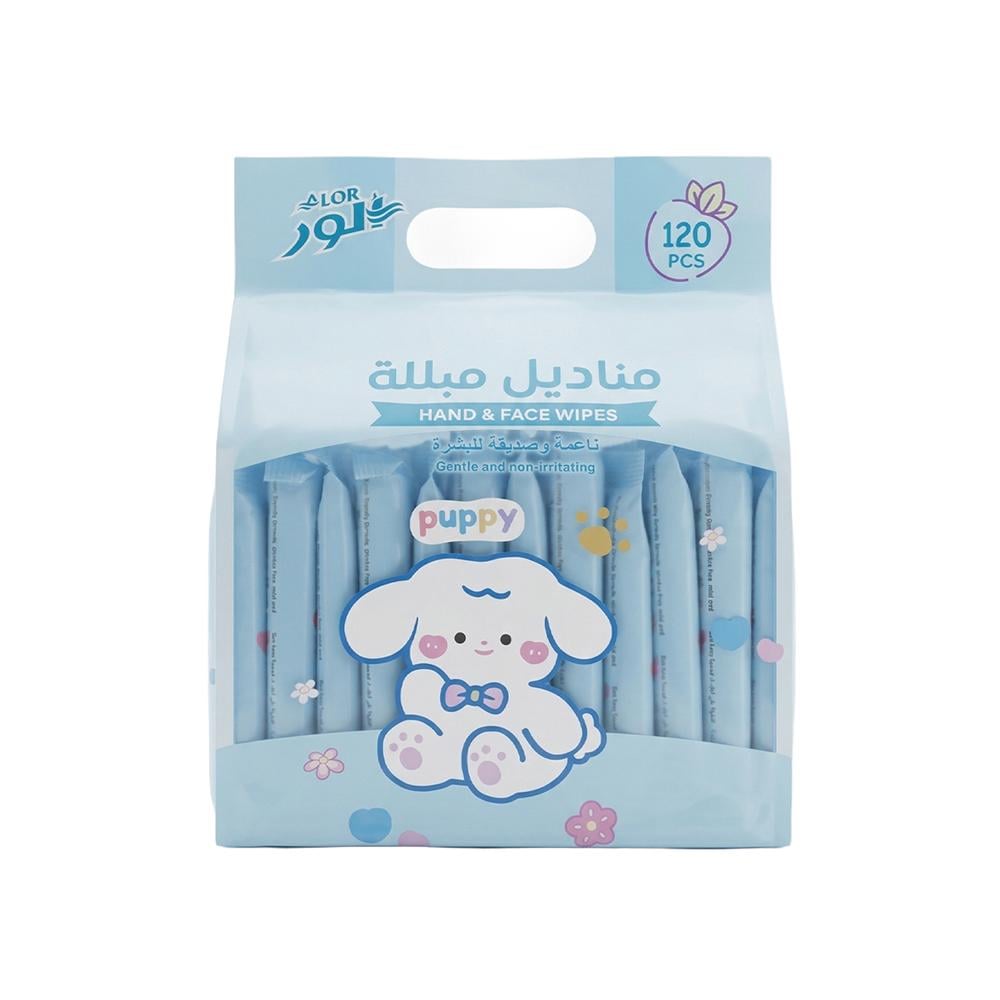 الور مناديل مبللة ناعمة وصديقة للبشرة سماوي – 1 كيس × 120 منديل