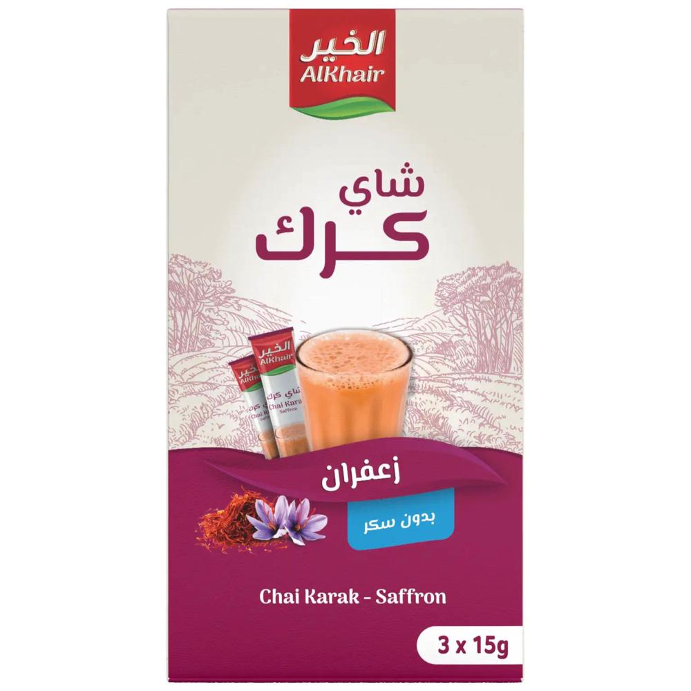 شاي كرك بالزعفران بدون سكر من الخير – 3 × 15 جرام
