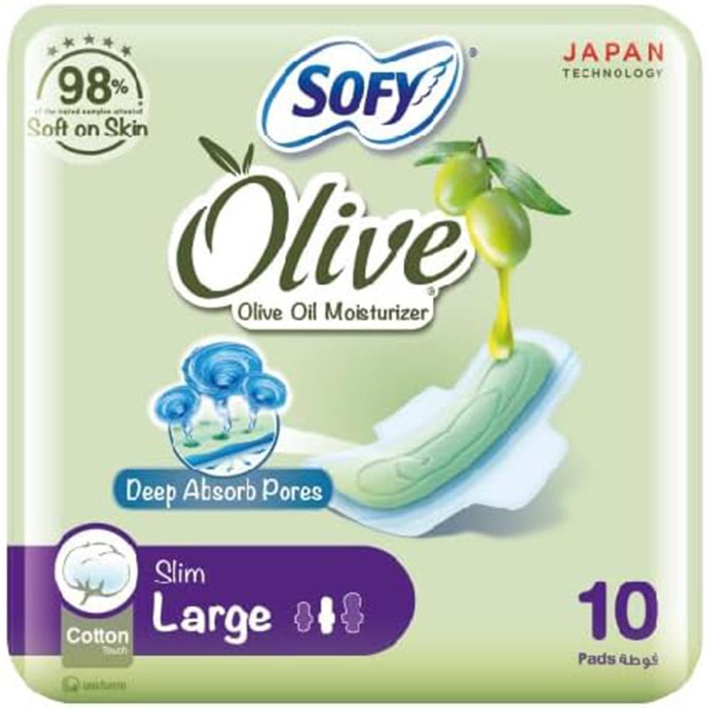 فوط صحية كبيرة بزيت الزيتون المرطب من سوفي – 10 فوط