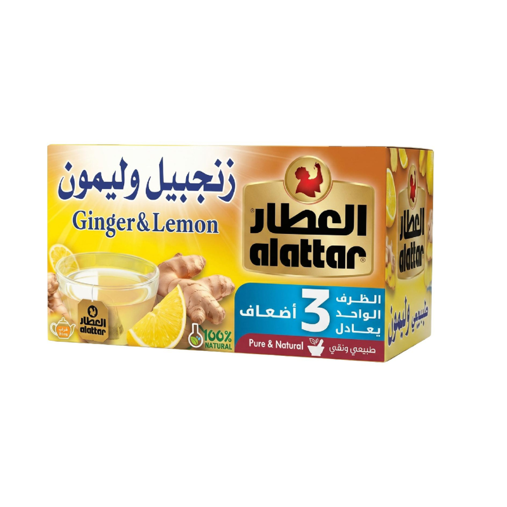 العطار شاي زنجبيل وليمون 3 أضعاف القوة – 1 كرتون × 12 ظرف