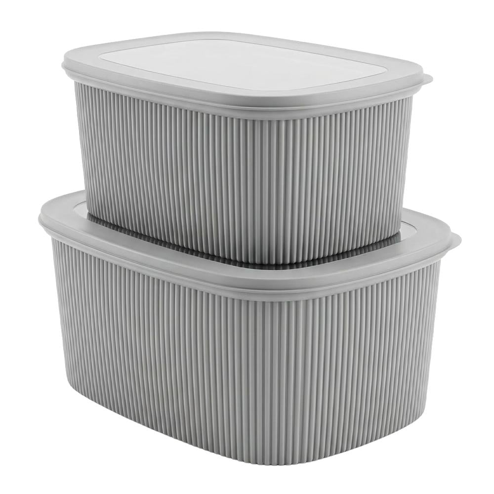 طقم حافظات بلاستيك مستطيل بغطاء – 1 طقم × 2 حبات