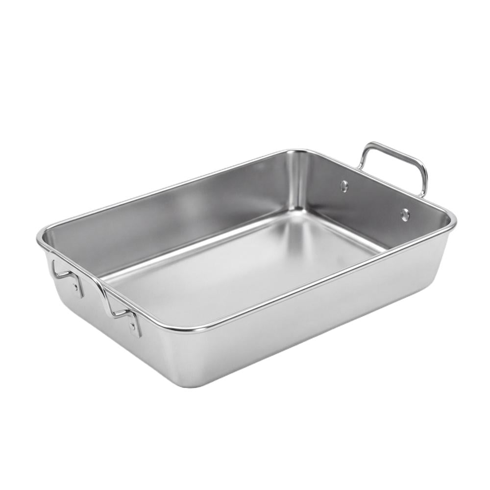 صحن بوفيه ستيل مستطيل مع مقابض