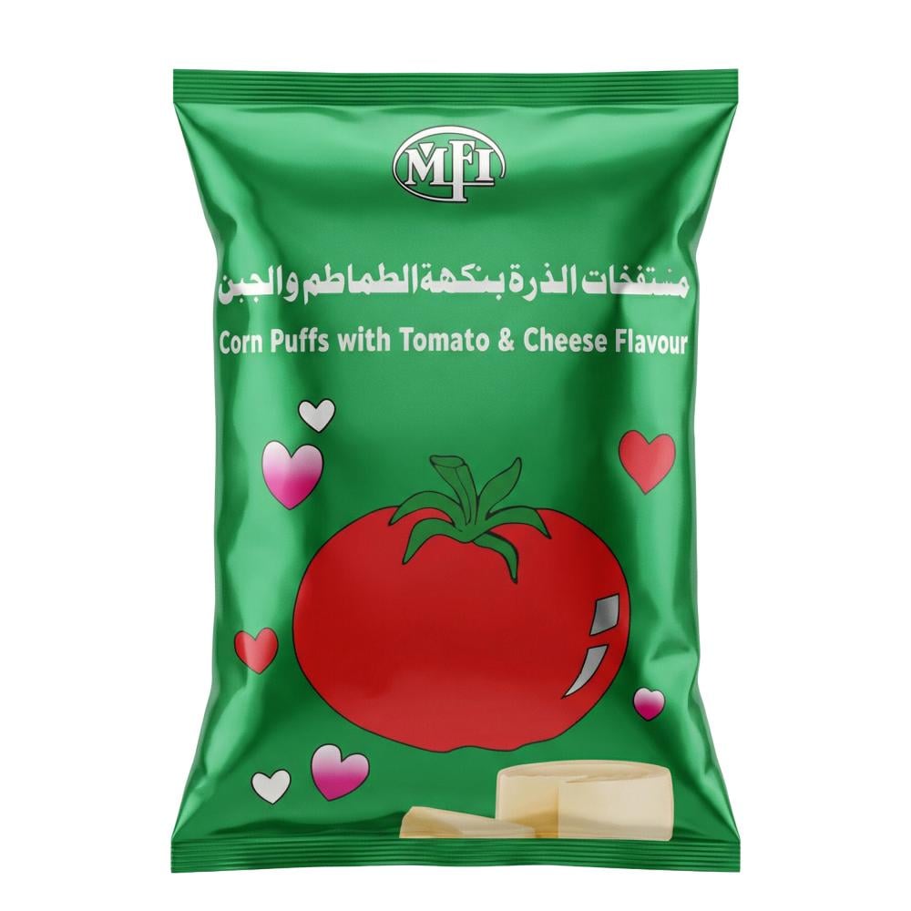 منتفخات الذرة بنكهة الطماطم والجبن من إم إف آي – 75 جرام