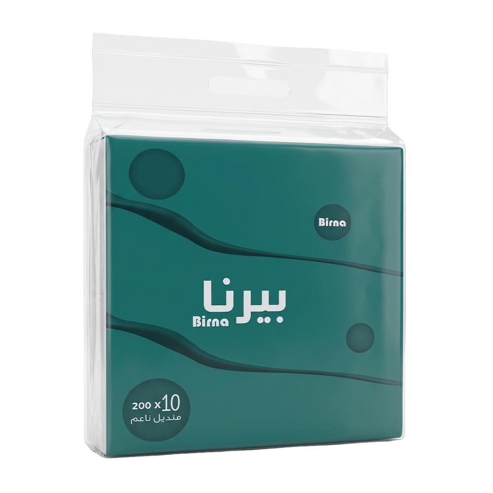 مناديل وجه ناعمة – 10 عبوات × 200 منديل مفرد