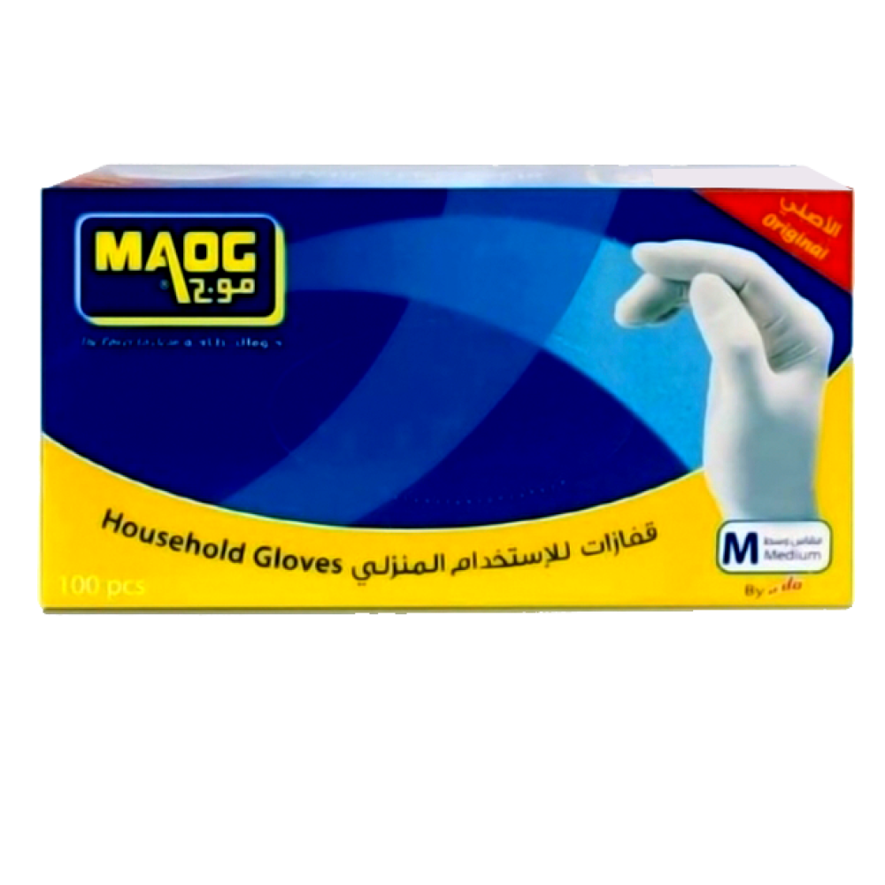موج قفازات للاستخدام المنزلي - 1 باكت × 100 حبة – مقاس M