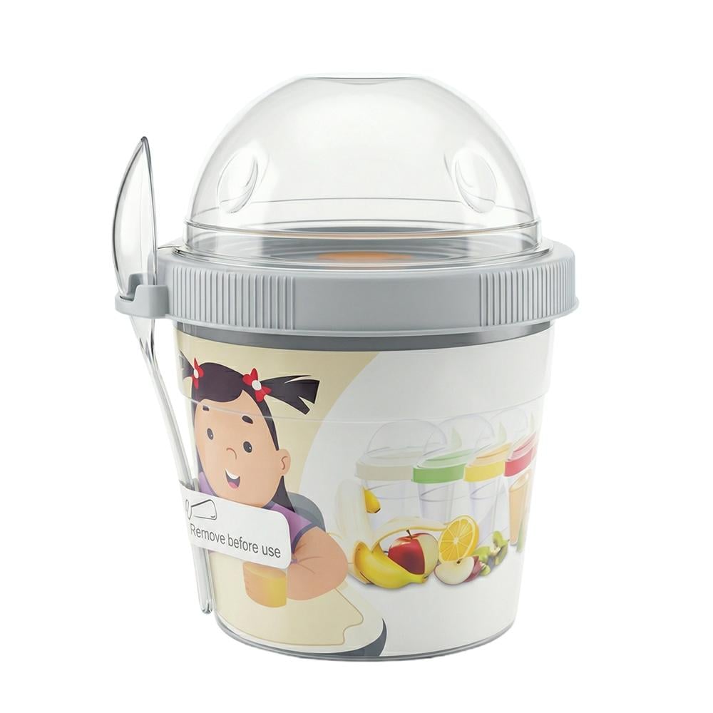 تيتيز كوب بلاستيك مقسم لحفظ الوجبات الخفيفة مع ملعقة - 500 مل