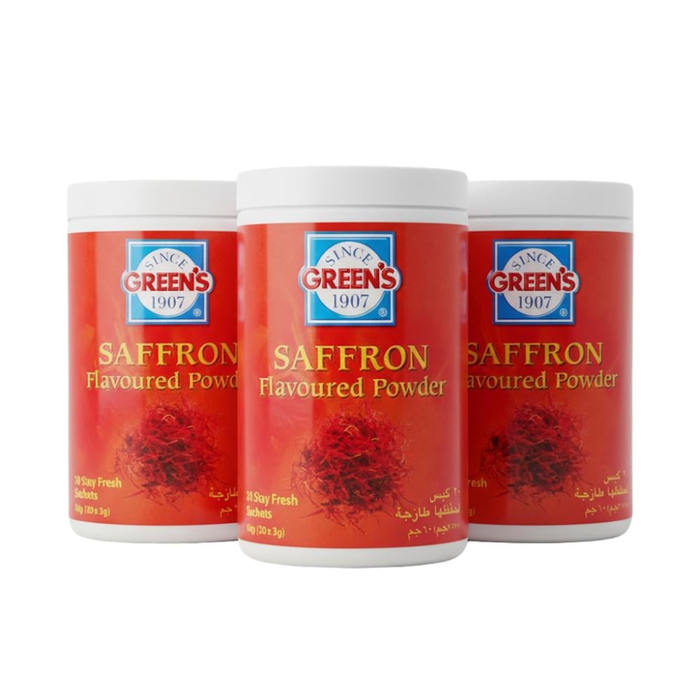 مسحوق نكهة الزعفران من جرينز – 3 عبوة × 60 جم
