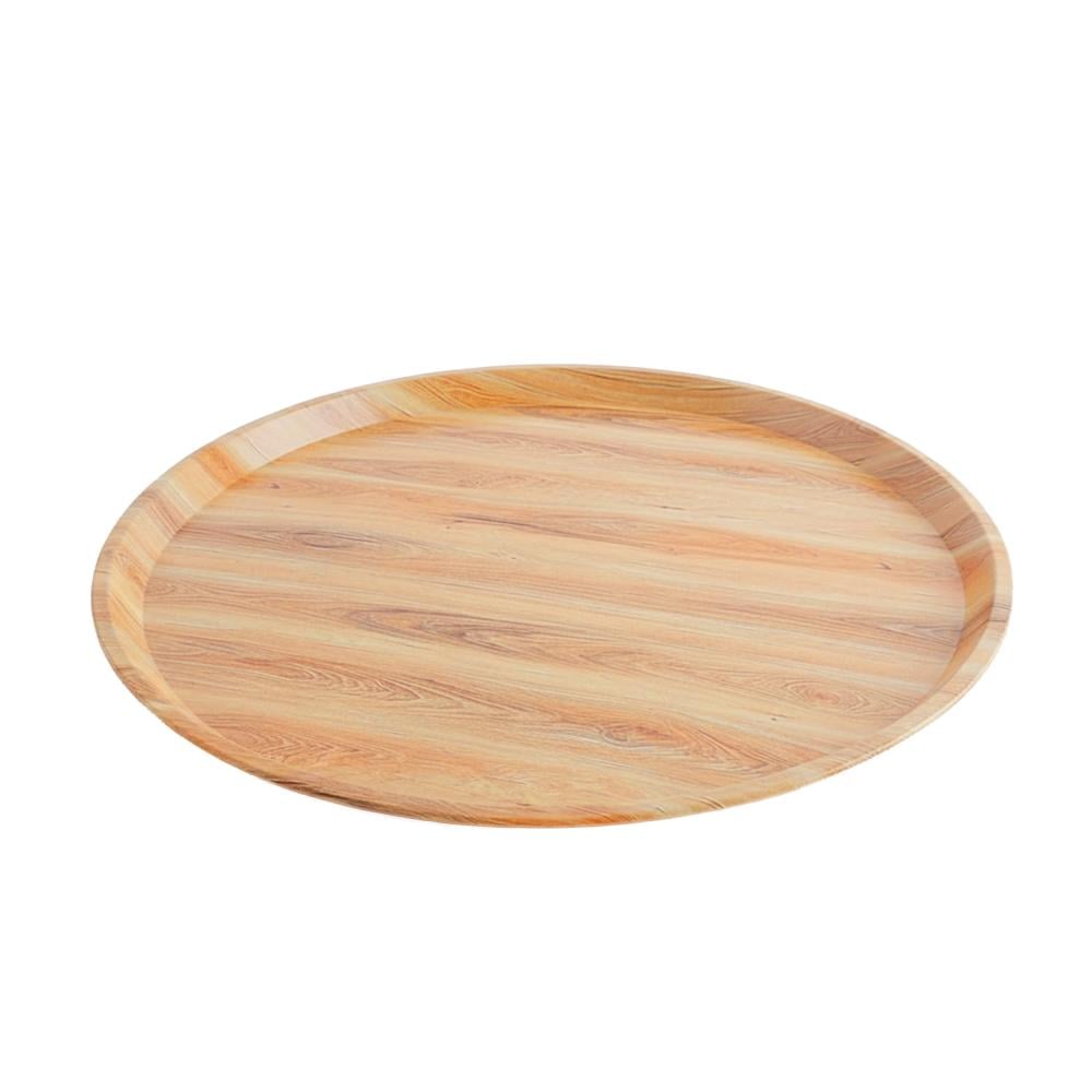 صحن تقديم بلاستيك دائري لون خشبي - 1- 10914 -AL