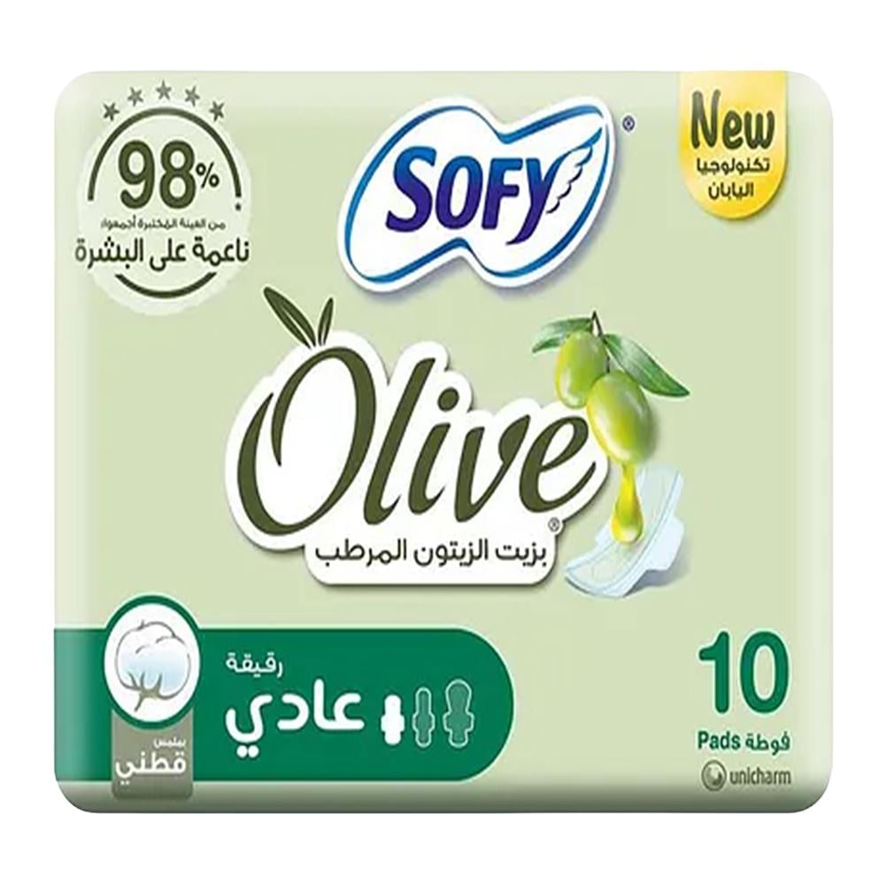 سوفي فوط صحية عادي بزيت الزيتون المرطب – 10 فوط