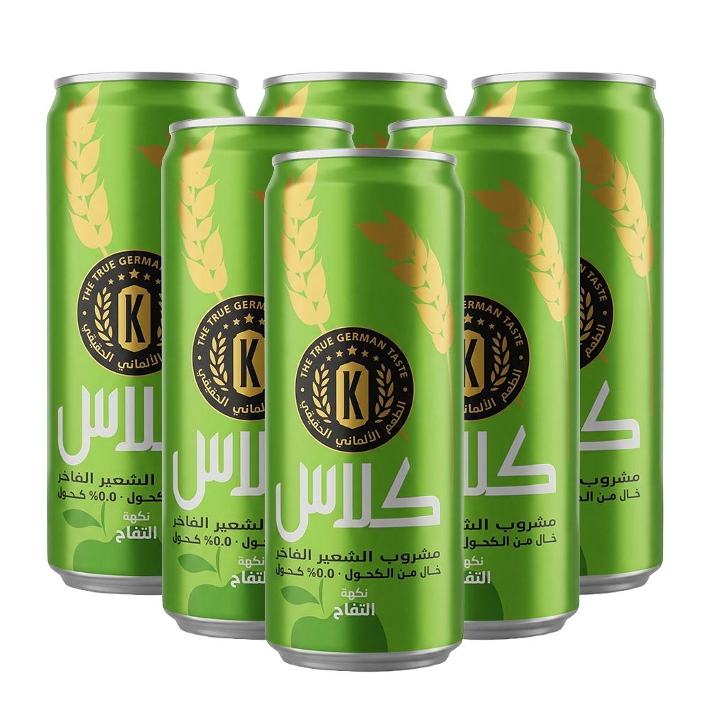 كلاس شراب شعير غازي بنكهة التفاح - 6 حبات × 250 مل