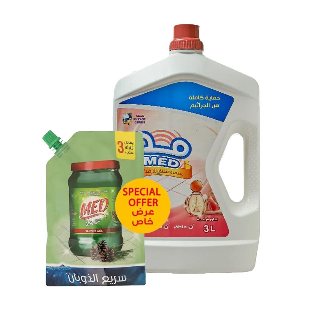 مطهر أرضيات برائحة عطور فرنسية من مد ٣ لتر + جل منظف 300 جرام