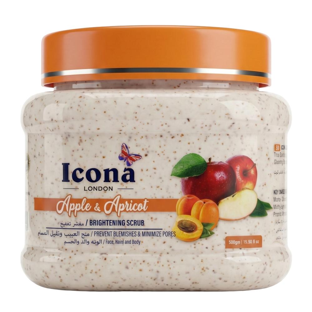مقشر تفتيح للوجه والجسم بالتفاح والمشمش من ايكونا – 500 جرام