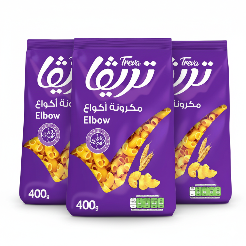 مكرونة اكواع  من تريفا – 3 اكياس × 400 جم