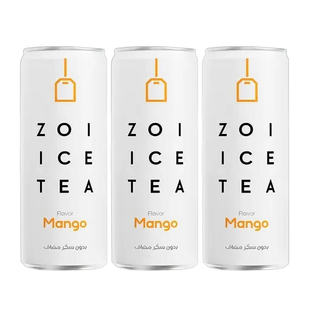 مشروب شاي مثلج بنكهة المانجو بدون سكر مضاف من زوي – 3 حبات × 320 مل