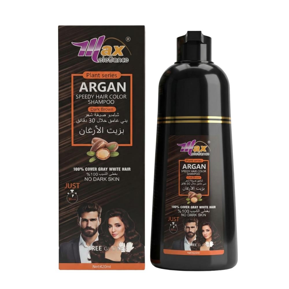 شامبو صبغة شعر بني غامق بزيت الأرغان من ماكس إليغانس – 420 مل