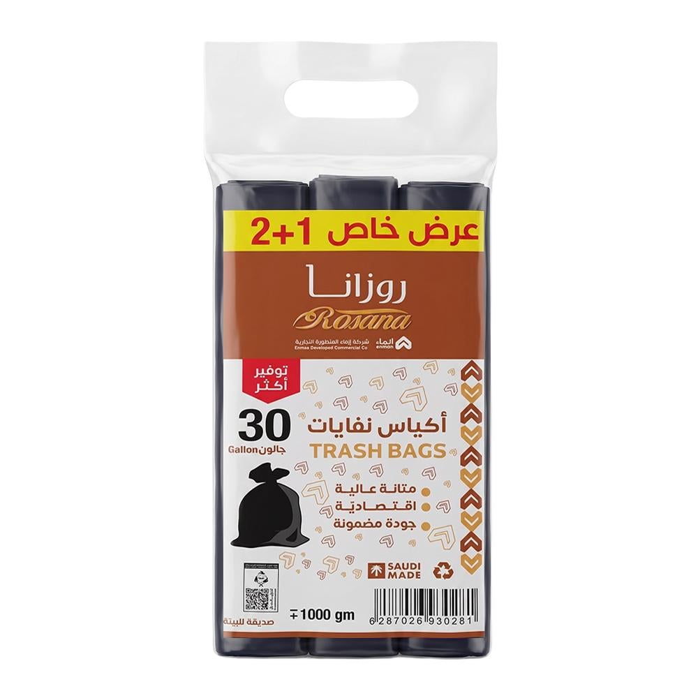 روزانا أكياس نفايات رول حجم 30 جالون – 1 شدة × 3 رول