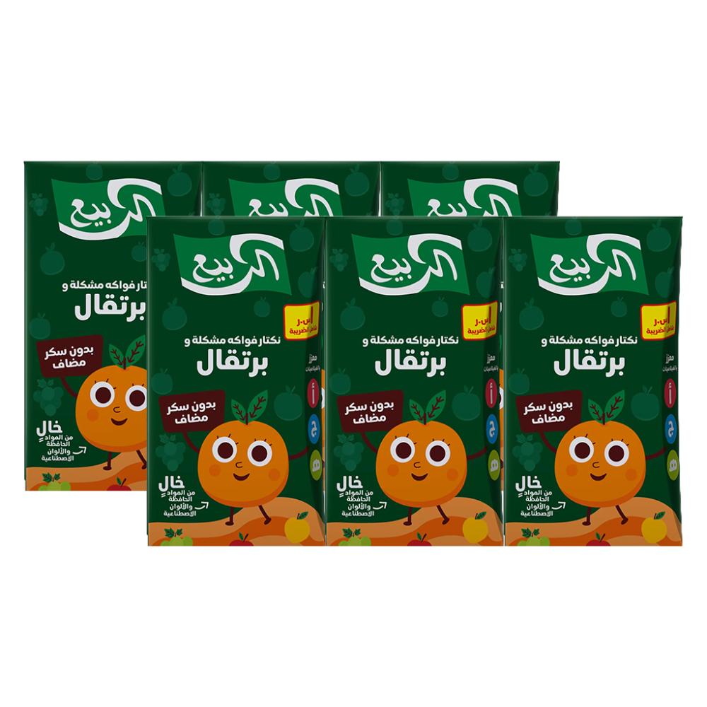 عصير برتقال بدون سكر مضاف من الربيع – 6 × 125 مل