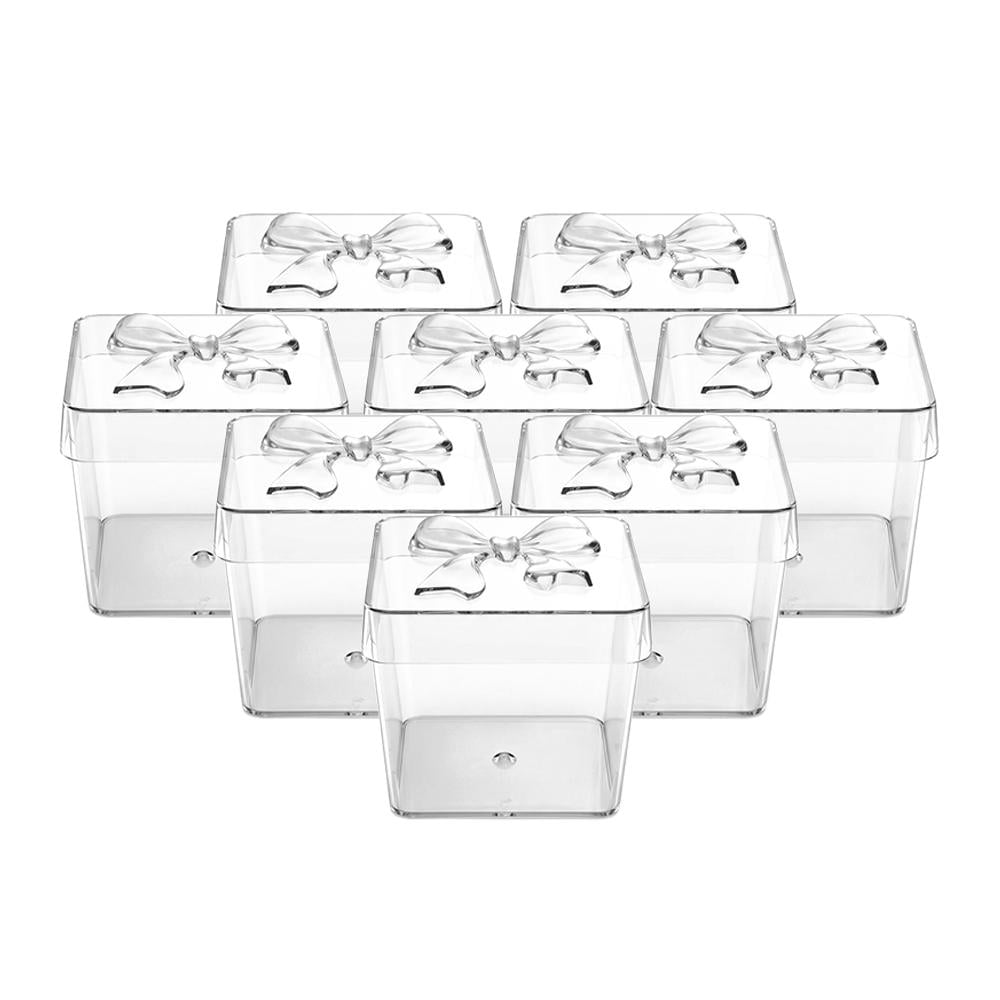 طقم أكواب حلى بلاستيك بغطاء – 1 طقم × 8 حبات