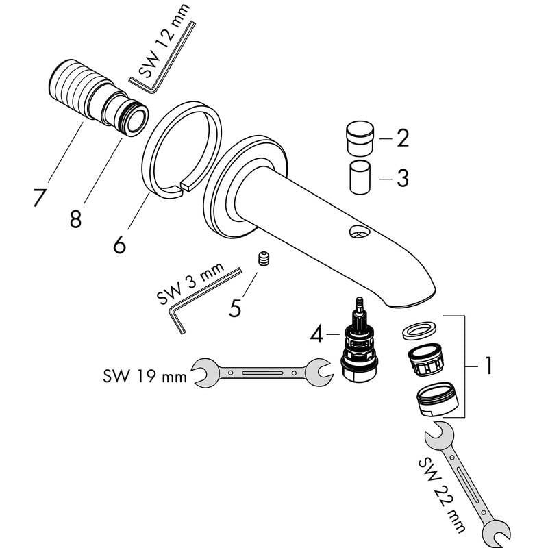 صباب بانيو كروم بمحول هانز جروهي hansgrohe