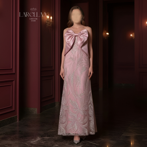 فستان سهرة كلفة مع بطانة تفته وميكادو