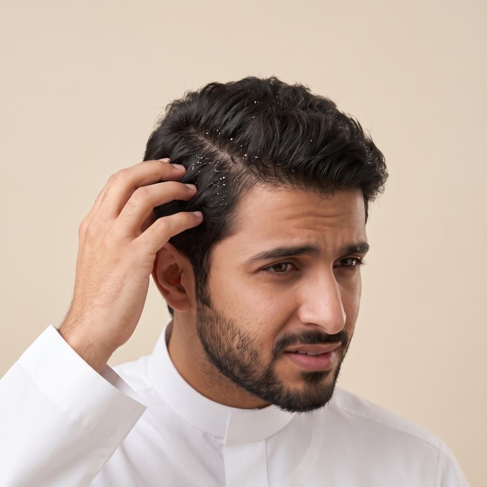 رجل سعودي يعاني من قشرة الشعر وحكة في فروة الرأس