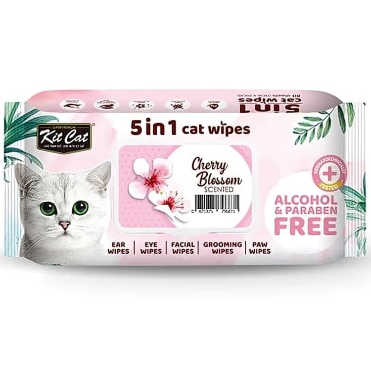 كيت كات مناديل مبللة 5 في 1، برائحة زهر الكرز - 80 قطعة