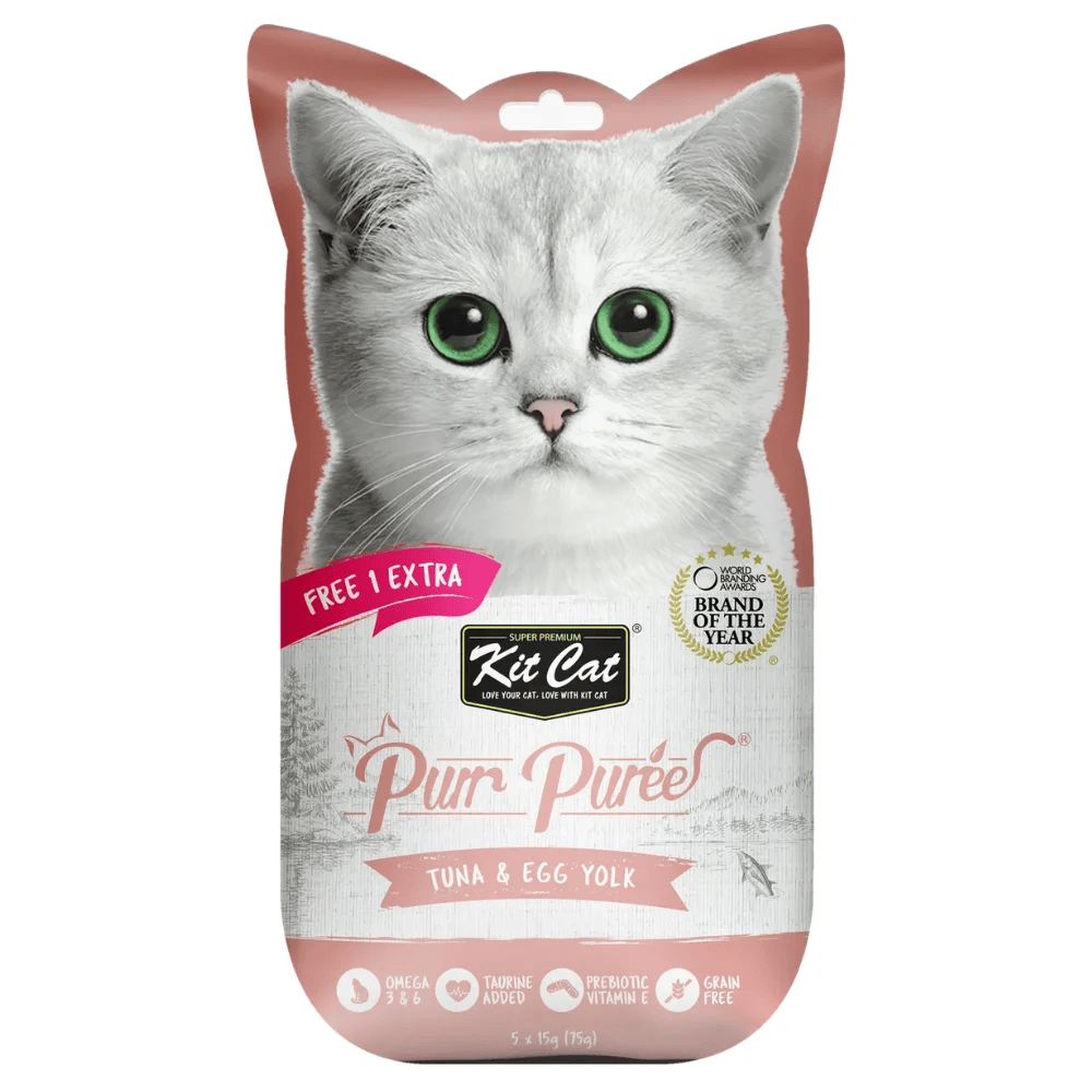 كيت كات بيوريه مكافات بالتونة و صفار البيض للقطط- 4 اظرف* 15 جرام