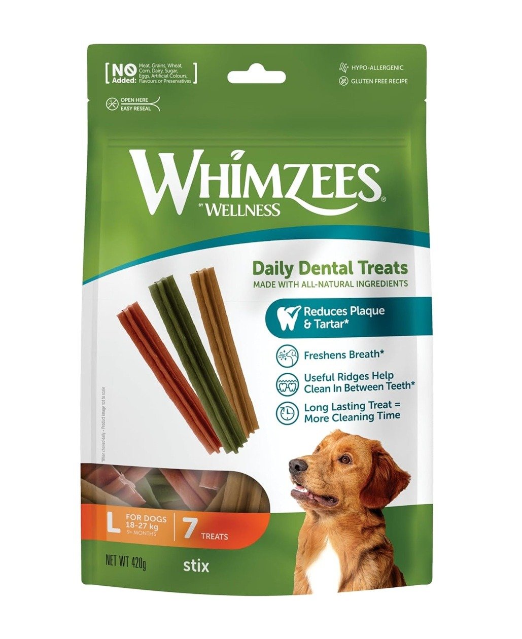 ويمزيس ستيكس مكافات اسنان للكلاب, حجم كبير, 7 حبات- 420 جرام