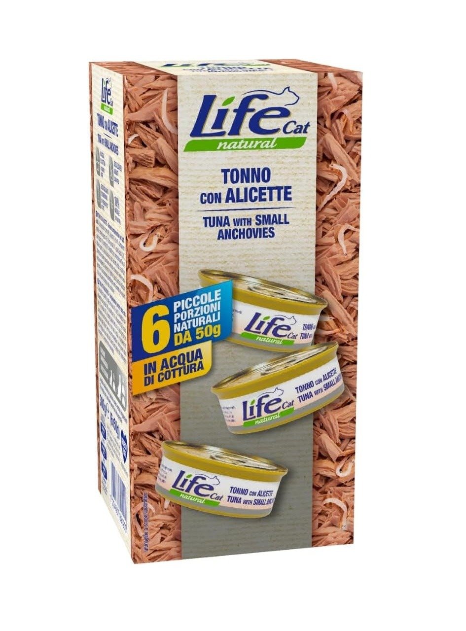 لايف كات طعام رطب بالتونة و سمك الانشوجة الصغير للقطط- 6 حبات*50 جرام
