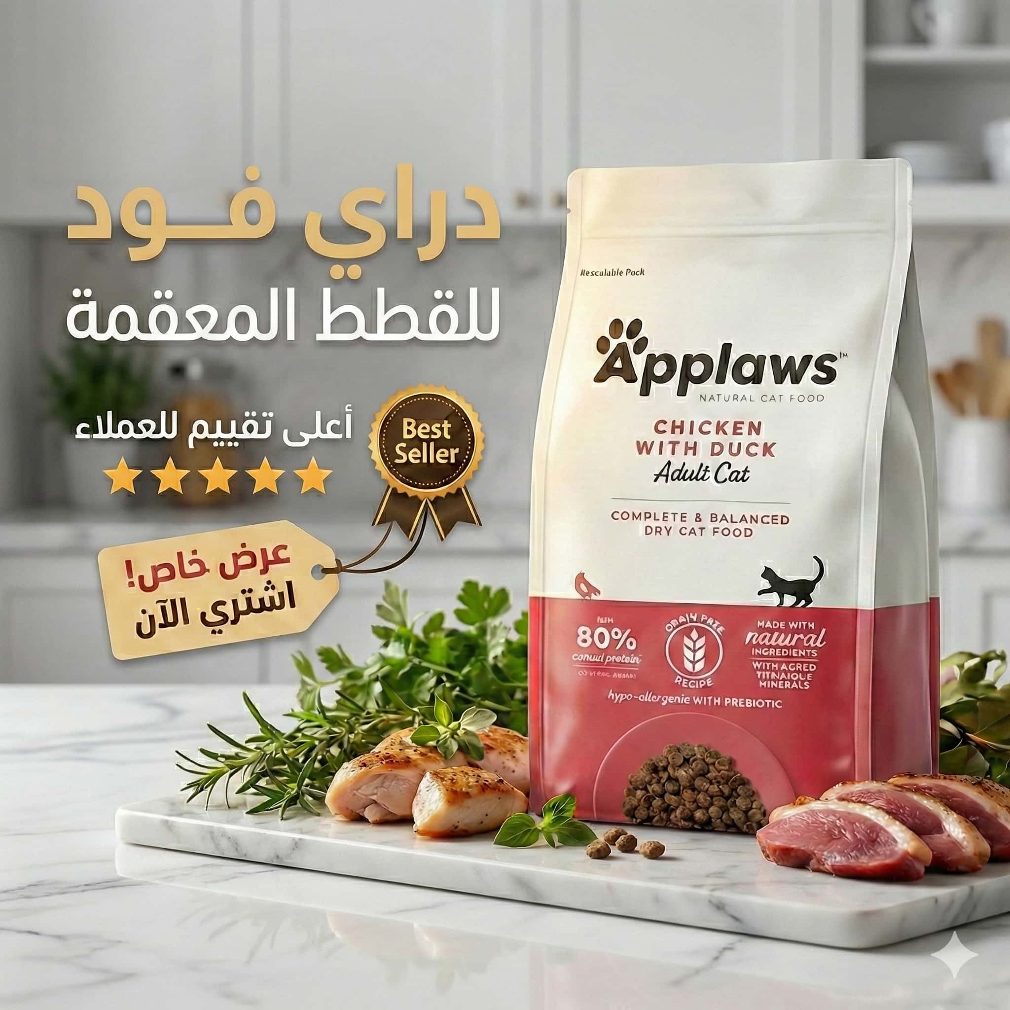 دراي فود للقطط المعقمة