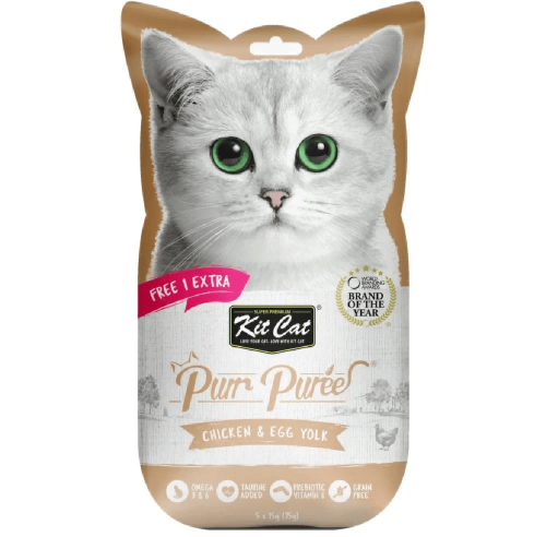 كيت كات بيوريه مكافات بالدجاج و صفار البيض للقطط- 4 اظرف* 15 جرام