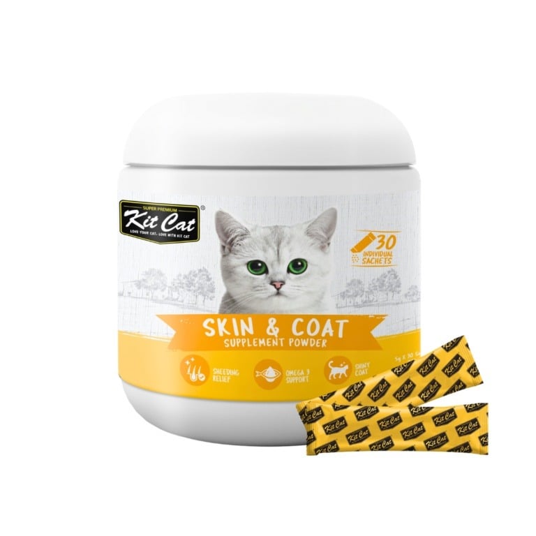 كيت كات بودرة مكمل غذائى بروبيوتيك للعناية بالجلد والفرو للقطط- 30 ظرف*5 جرام