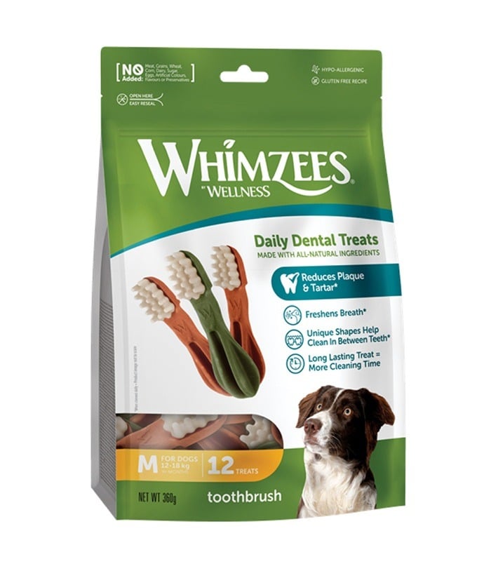 ويمزيس مكافات اسنان للكلاب على شكل فرش اسنان, حجم متوسط, 12 حبة- 360 جرام