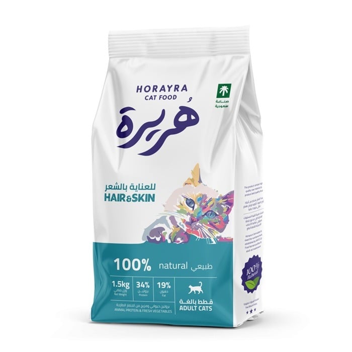 هريرة طعام جاف للقطط البالغة للشعر و البشرة 1.5 كج